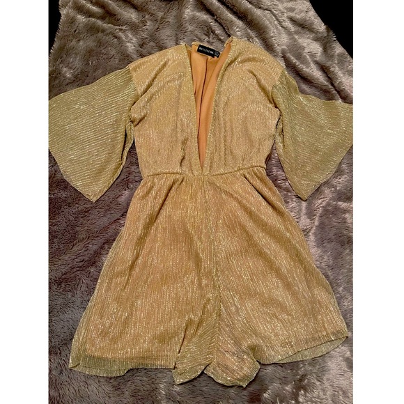 PrettyLittleThing Dresses & Skirts - Gold Shimmer Romper!!! Size 10